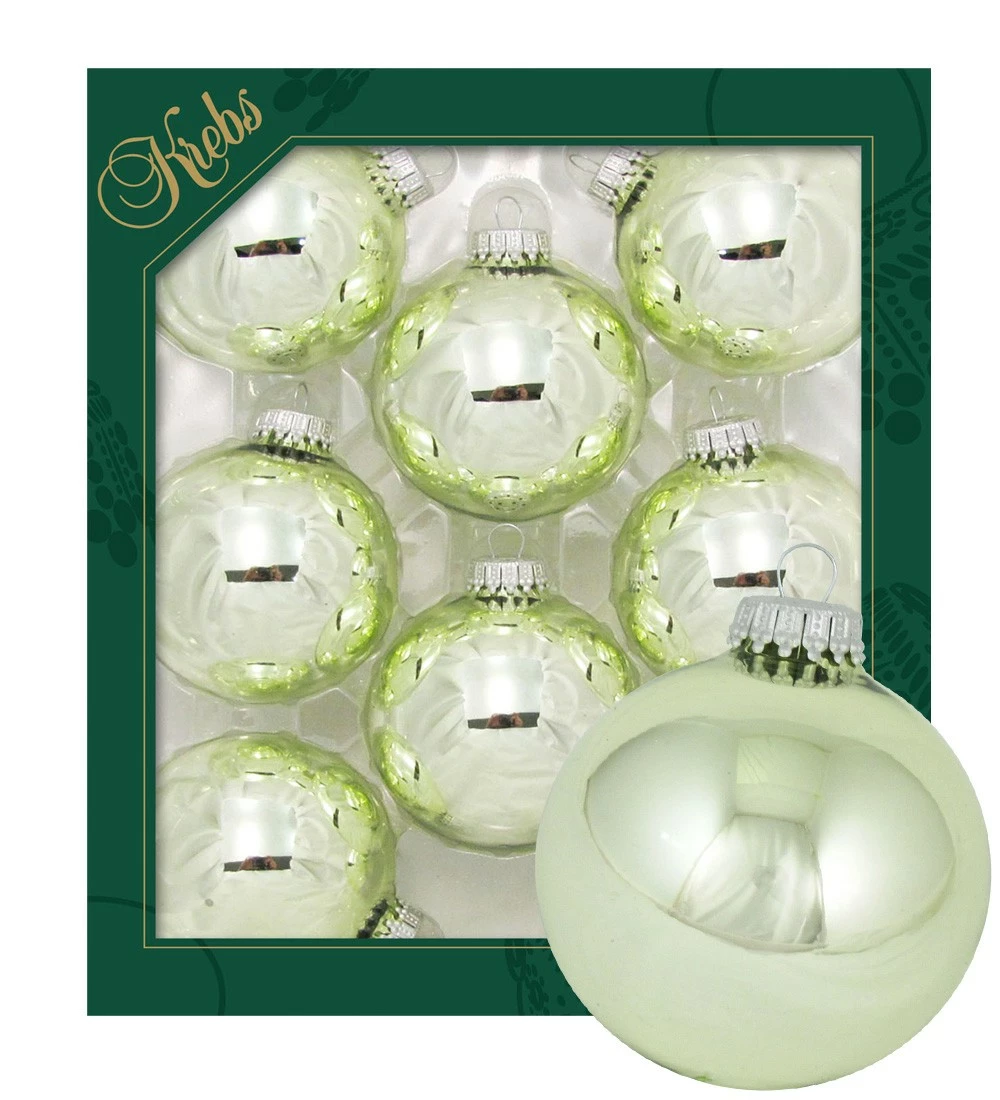 Krebs Glas Lauscha Lindgrün glänzend 7cm Glaskugeln uni