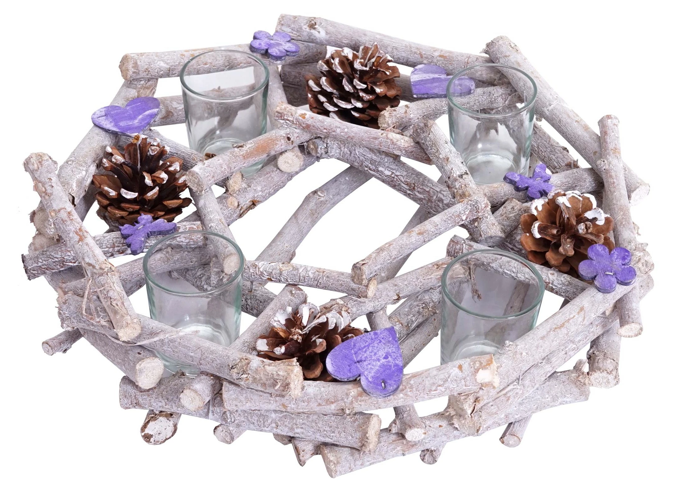 HWC Adventskranz rund mit Teelichthaltern - Standard