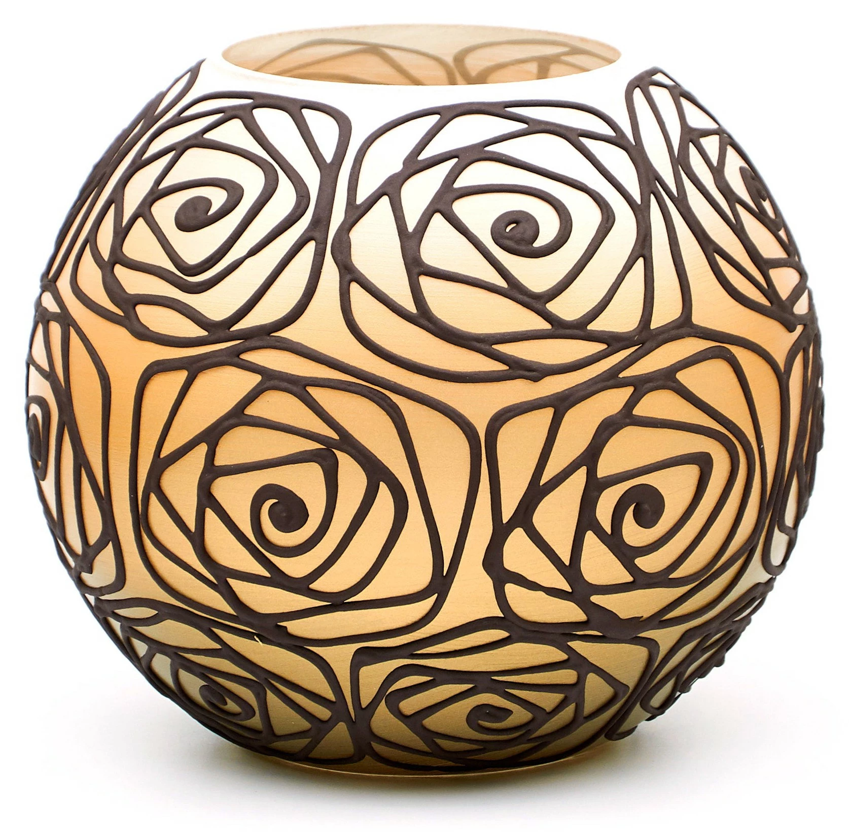 7ART Handbemalte Glasvase - Tischvase aus Glas 16 cm