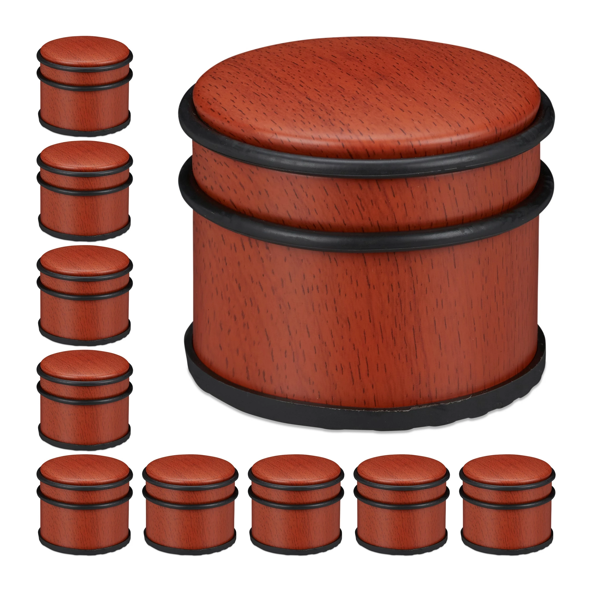 Relaxdays 10 x Türstopper Holzoptik rotbraun