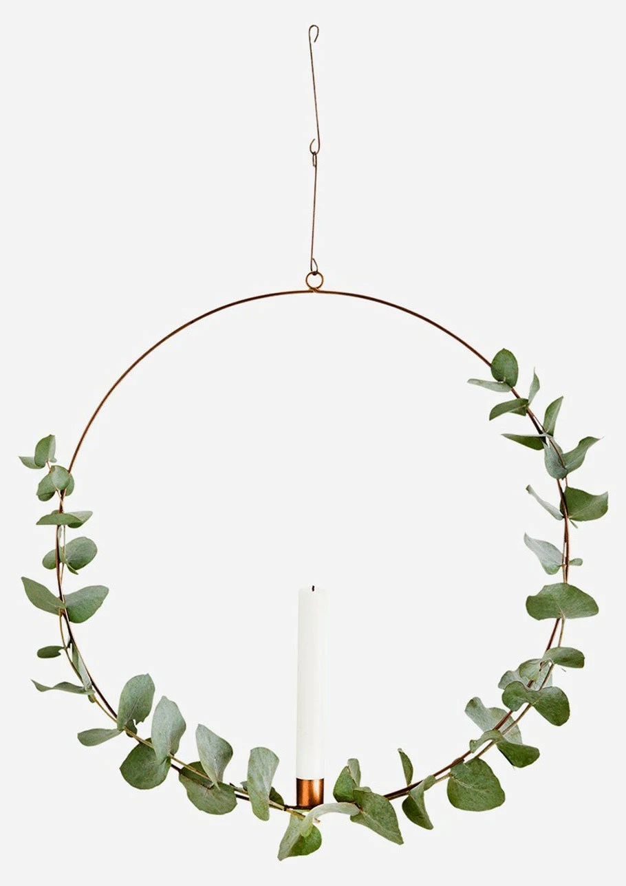 Madam Stoltz Dekoring mit Kerzenhalter L goldfarben - Hängender Dekoring mit Kerzenhalter aus Metall large, goldfarben – Bild 2