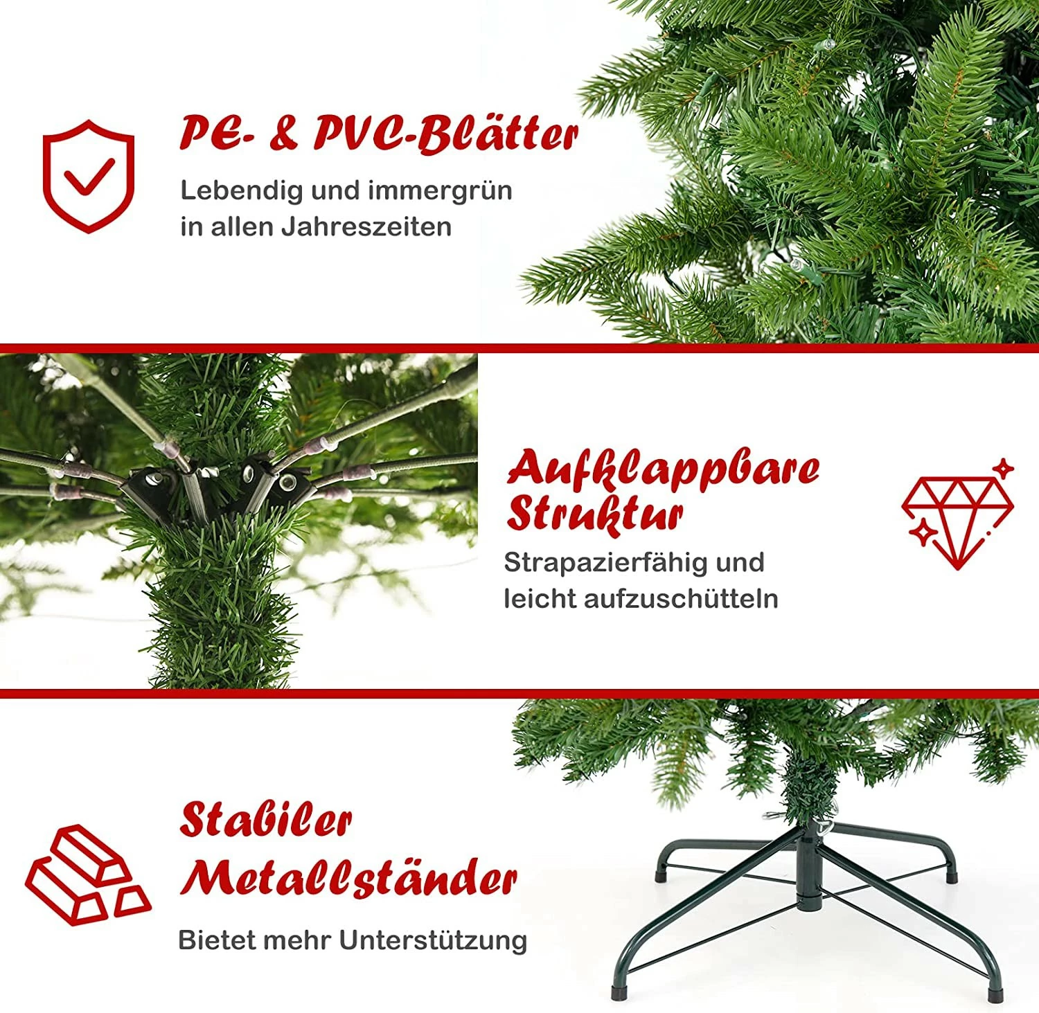 Costway 225cm Künstlicher Weihnachtsbaum – Bild 8
