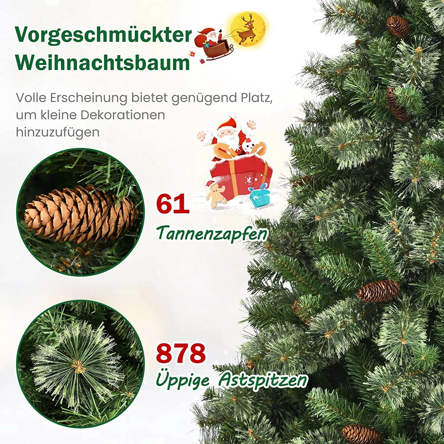 Costway 180cm künstlicher Weihnachtsbaum – Bild 6