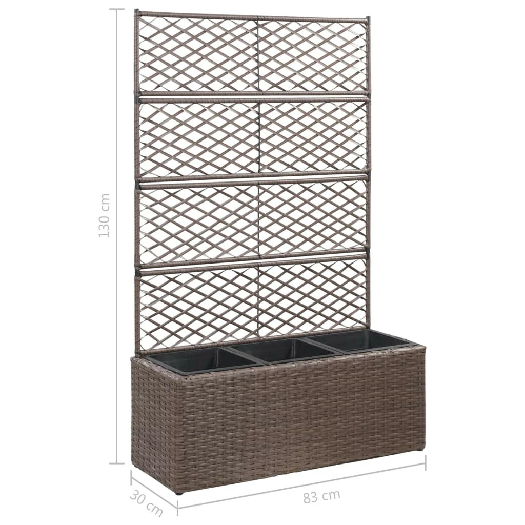 VidaXL Hochbeet mit Rankgitter Poly Rattan - vidaXL Hochbeet mit Rankgitter 3 Töpfe 83×30×130cm Poly Rattan Braun – Bild 7