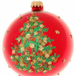 Krebs Glas Lauscha Rot glanz 8cm Glaskugel Weihnachtsbaum