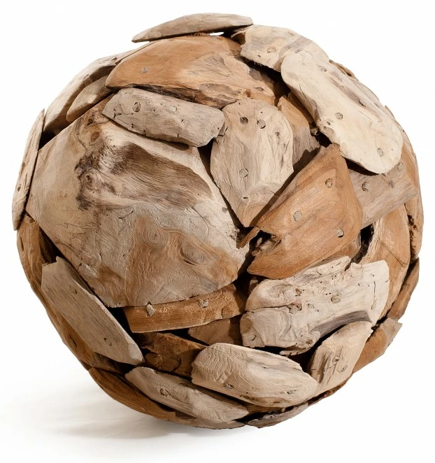 Macabane Deko-Kugel Holz Natur