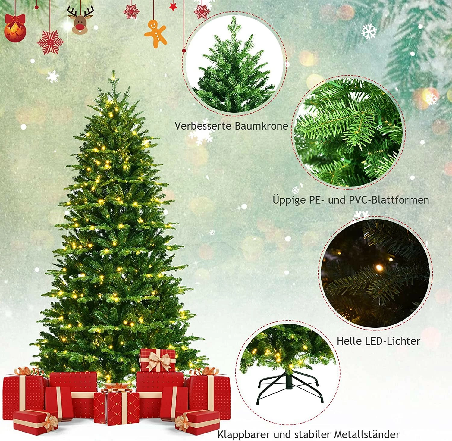 Costway 180cm LED Künstlicher Weihnachtsbaum – Bild 3