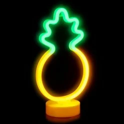 Relaxdays 1 x LED Neonlicht Ananas - Gelb - Grün - 17 x 30 cm