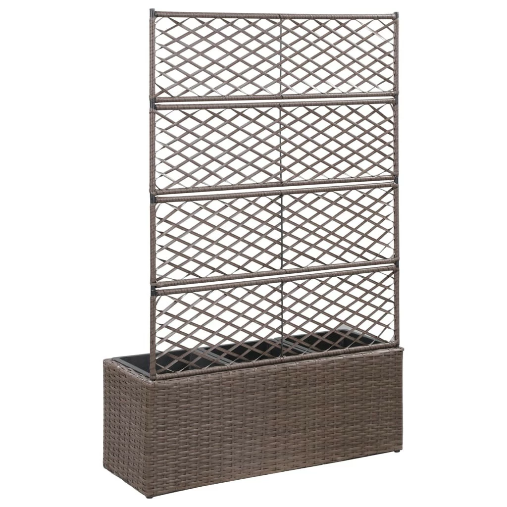 VidaXL Hochbeet mit Rankgitter Poly Rattan - vidaXL Hochbeet mit Rankgitter 3 Töpfe 83×30×130cm Poly Rattan Braun – Bild 4