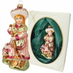 Krebs Glas Lauscha 13cm Biedermeier, Mädchen mit Besen 13cm