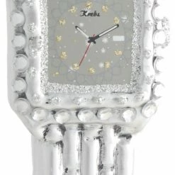 Krebs Glas Lauscha Damenuhr in Silber 10cm aus Glas