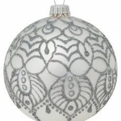 Krebs Glas Lauscha Silber 10cm Glaskugel Arabeske