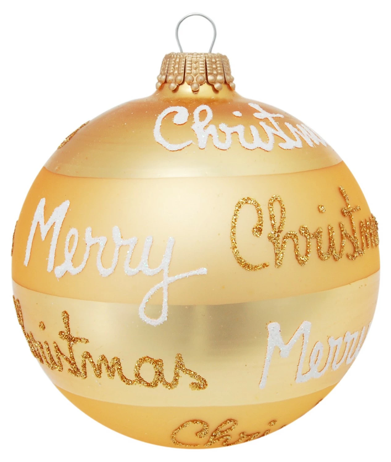 Krebs Glas Lauscha Gold 8cm Glaskugel Merry Christmas