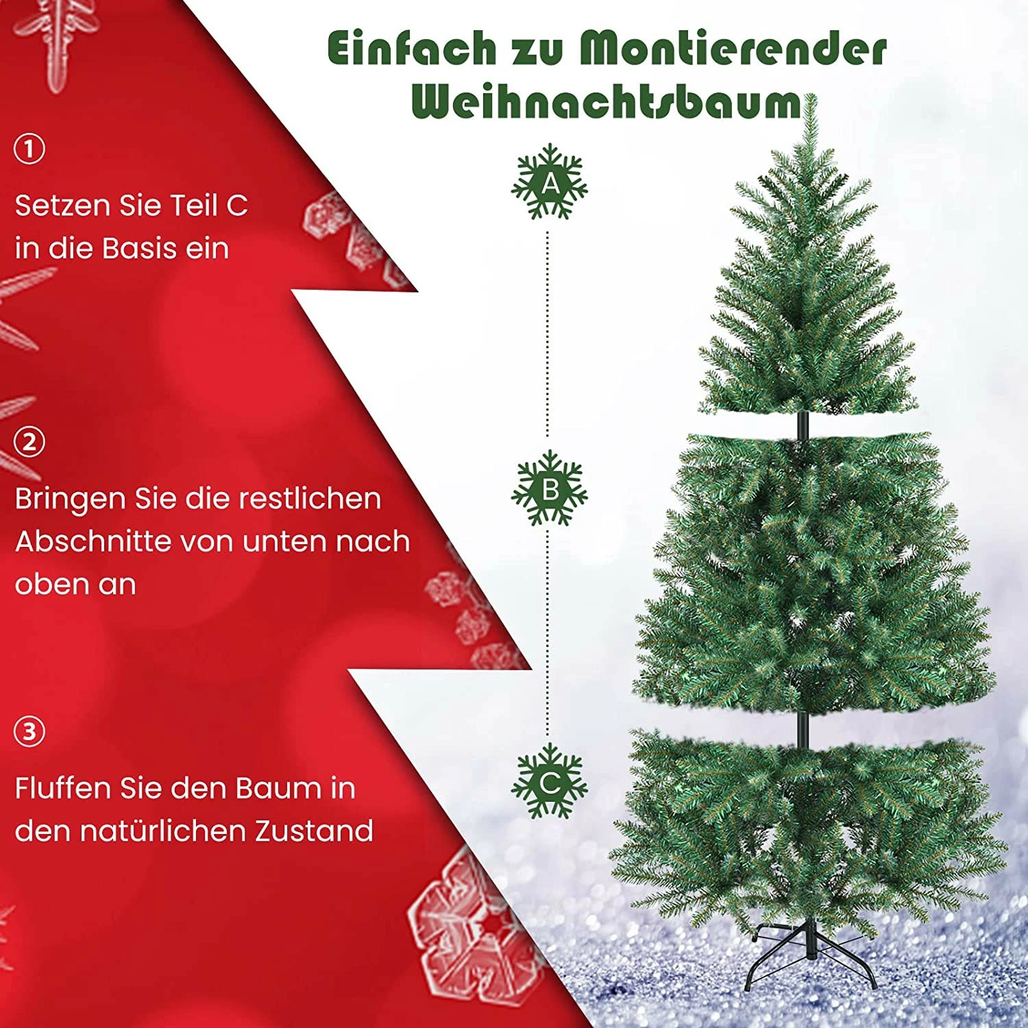Costway 180cm künstlicher Weihnachtsbaum – Bild 8