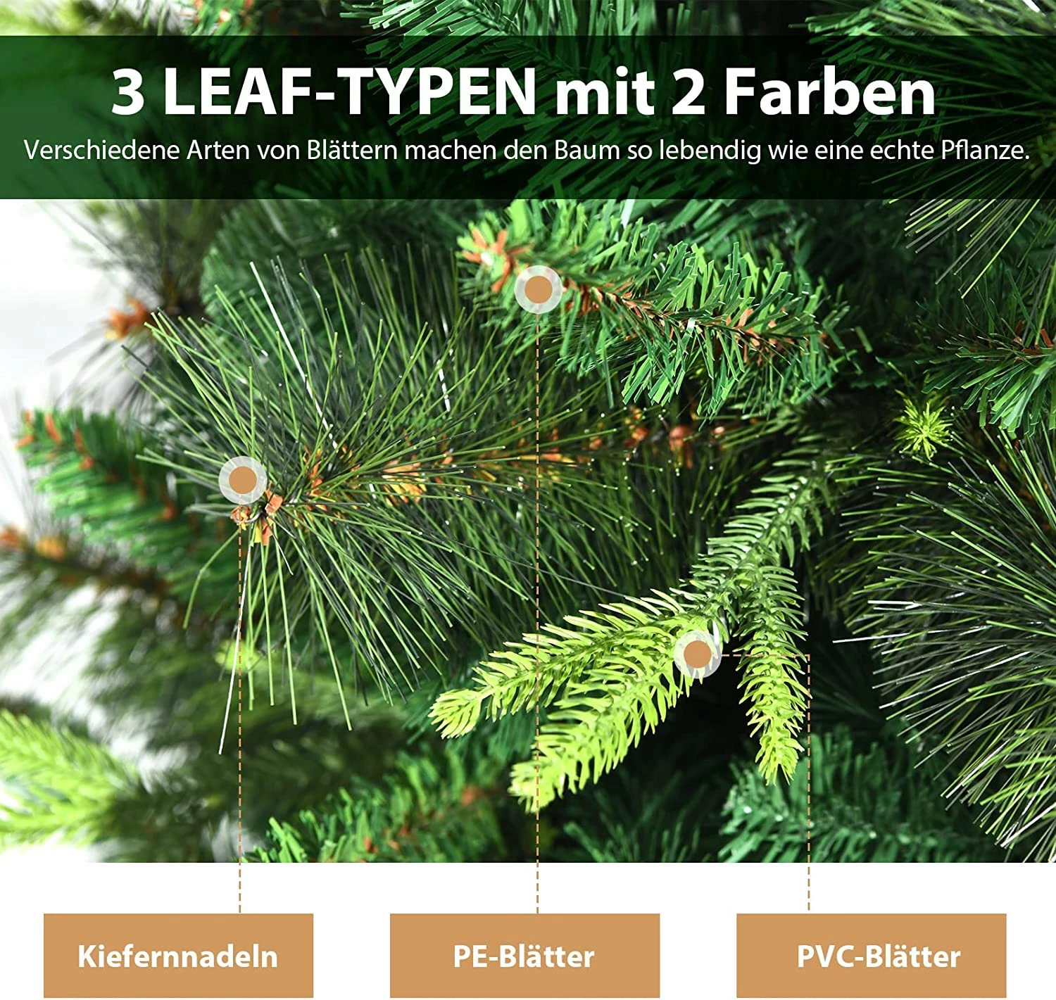 Costway 180cm Künstlicher Weihnachtsbaum – Bild 4