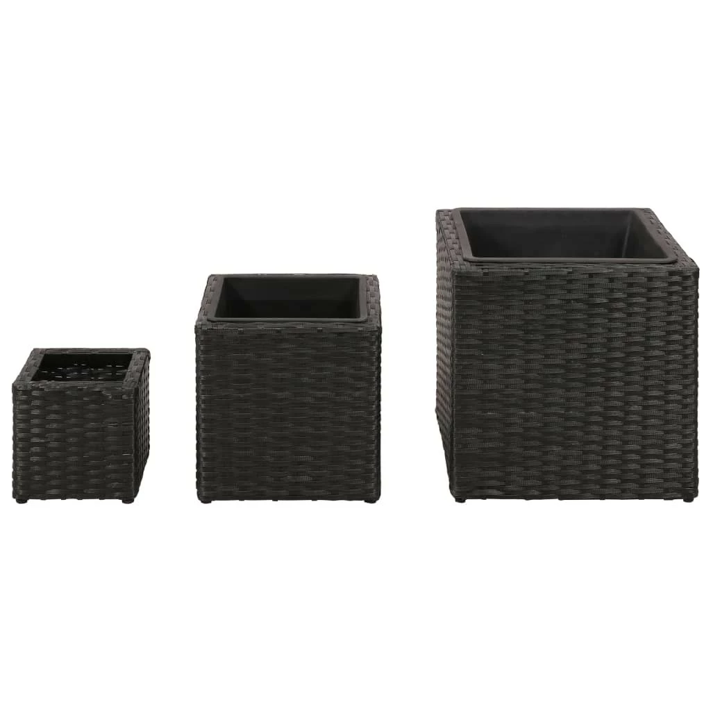 VidaXL Garten-Hochbeet 3-tlg. Poly Rattan - vidaXL Garten-Hochbeet 3-tlg. Poly Rattan Schwarz – Bild 4