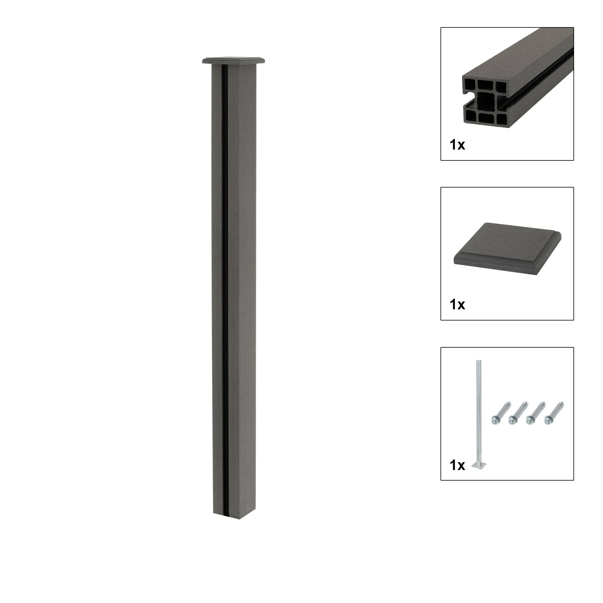 ML-Design WPC Gartenzaun Grau 97.5x105-175x1.9cm – Bild 5