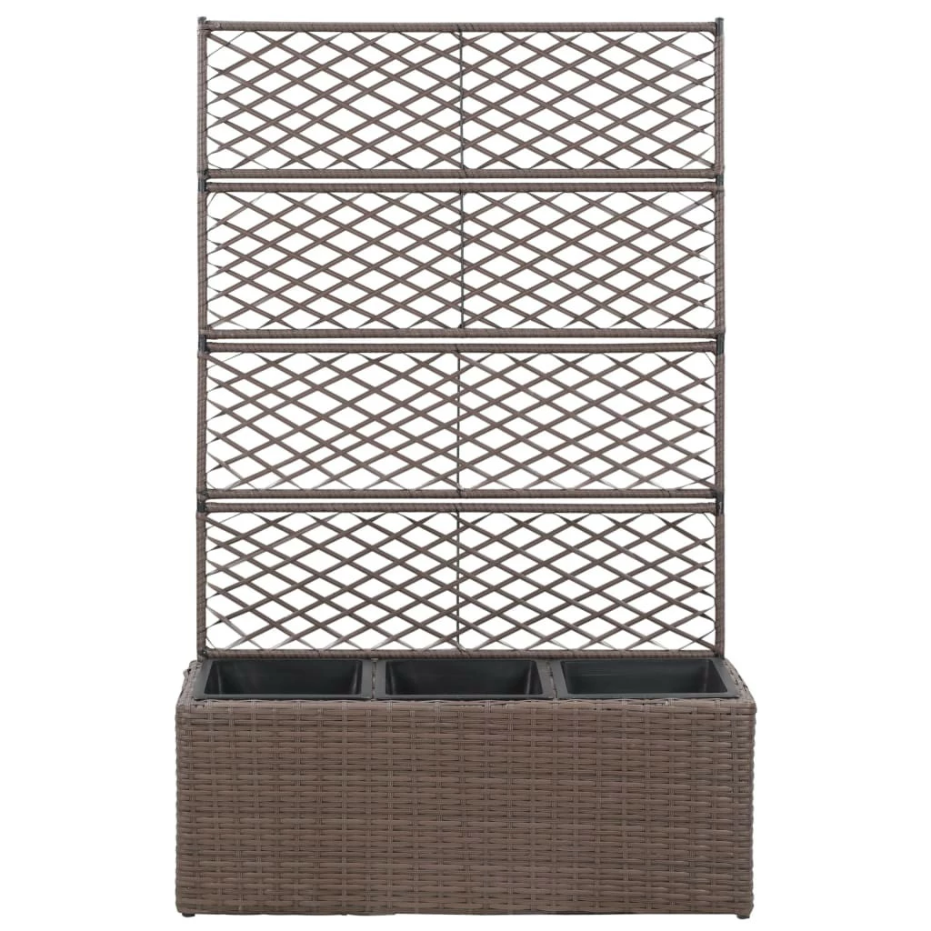 VidaXL Hochbeet mit Rankgitter Poly Rattan - vidaXL Hochbeet mit Rankgitter 3 Töpfe 83×30×130cm Poly Rattan Braun – Bild 3