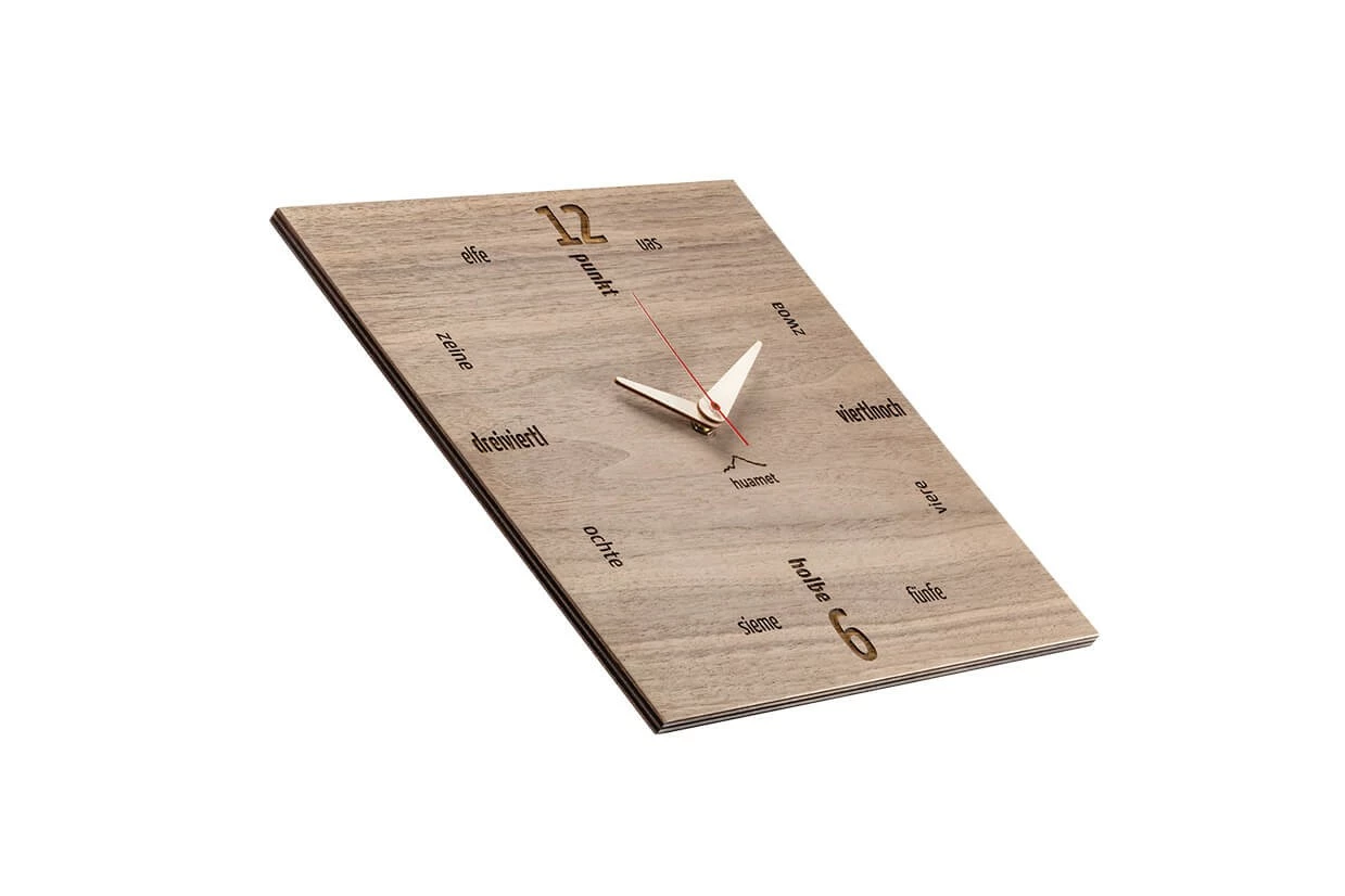 KUNSTLOFT Design Wanduhr Kultuhr Nuss eckig – Bild 3