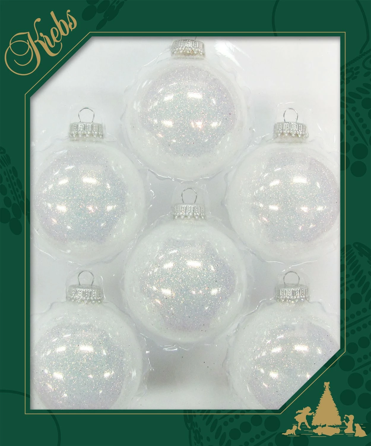 Krebs Glas Lauscha Weiß 7cm Glaskugeln uni mit Innenglitter – Bild 2