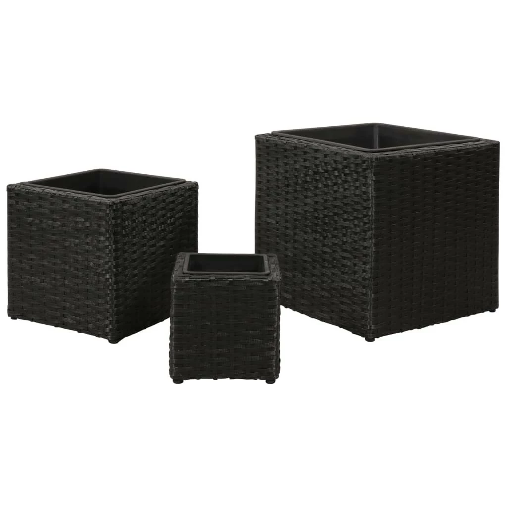 VidaXL Garten-Hochbeet 3-tlg. Poly Rattan - vidaXL Garten-Hochbeet 3-tlg. Poly Rattan Schwarz – Bild 3