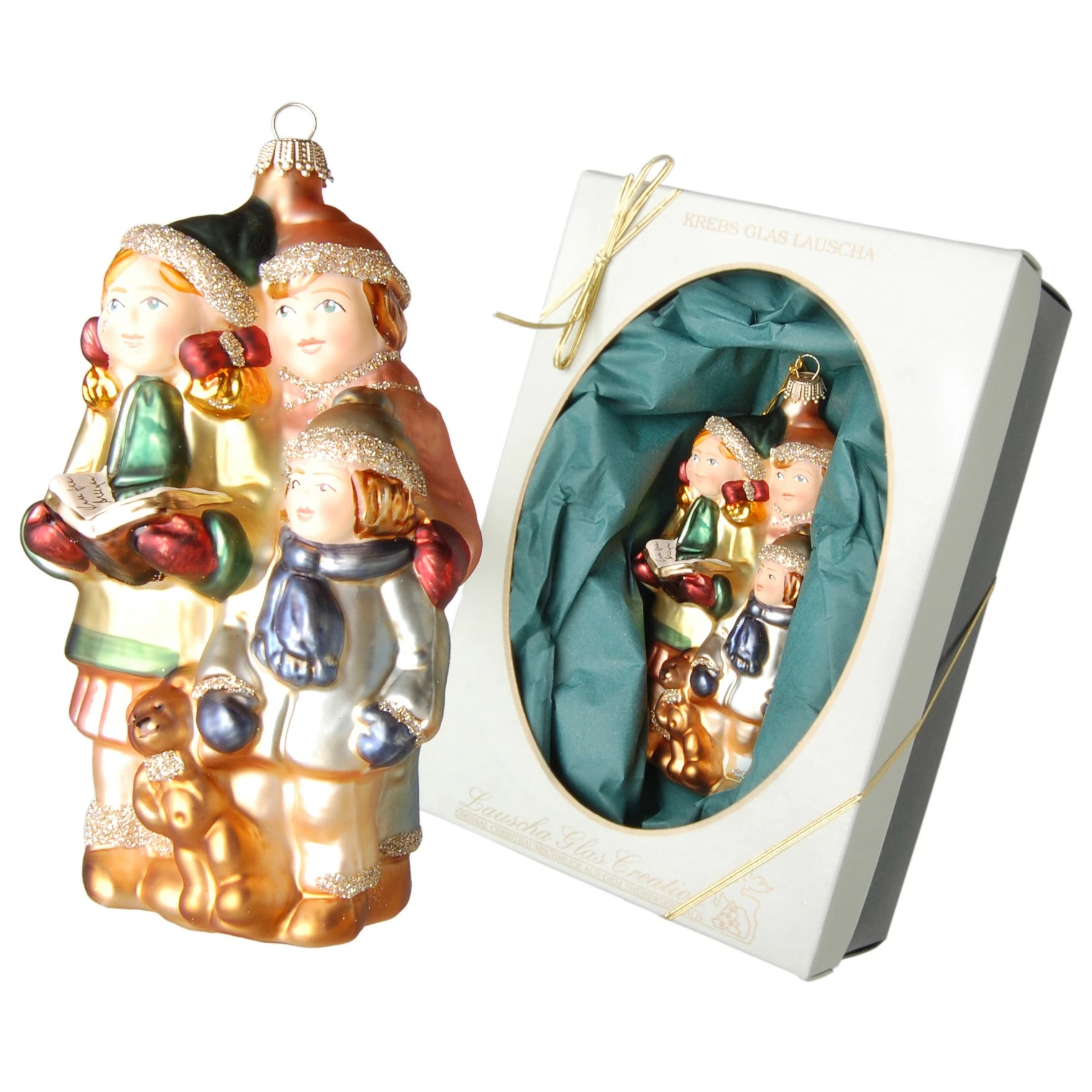 Krebs Glas Lauscha 14cm Singende Kinder aus Glas