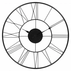 WOMO-DESIGN Wanduhr rund Ø 76cm Schwarz aus Eisen - 76 x 76 cm