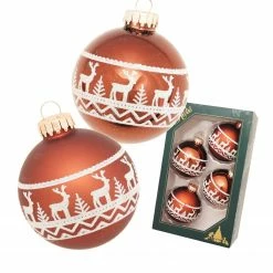 Krebs Glas Lauscha Braun 7cm Glaskugel mit Elchen