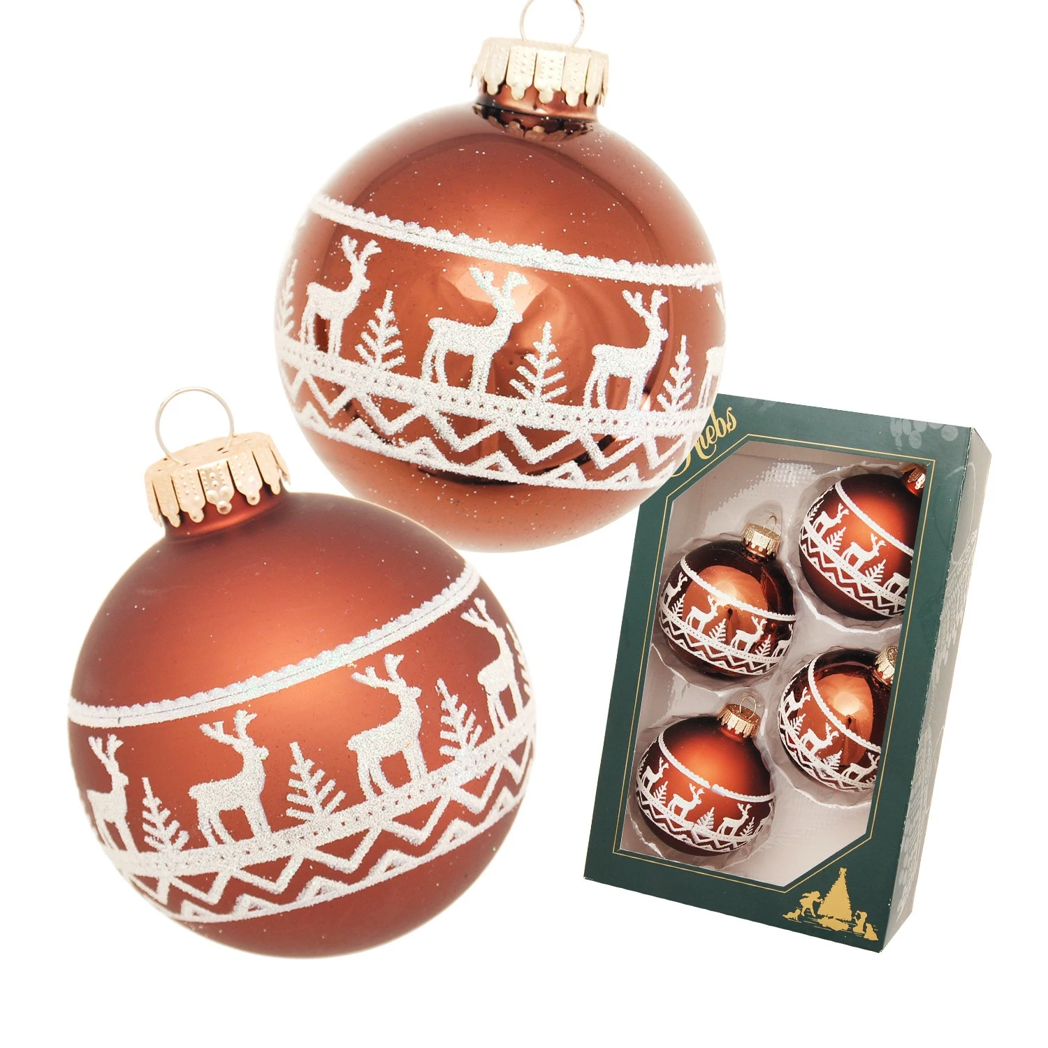 Krebs Glas Lauscha Braun 7cm Glaskugel mit Elchen