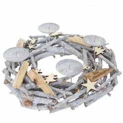 HWC Adventskranz rund Holz ohne Kerzen