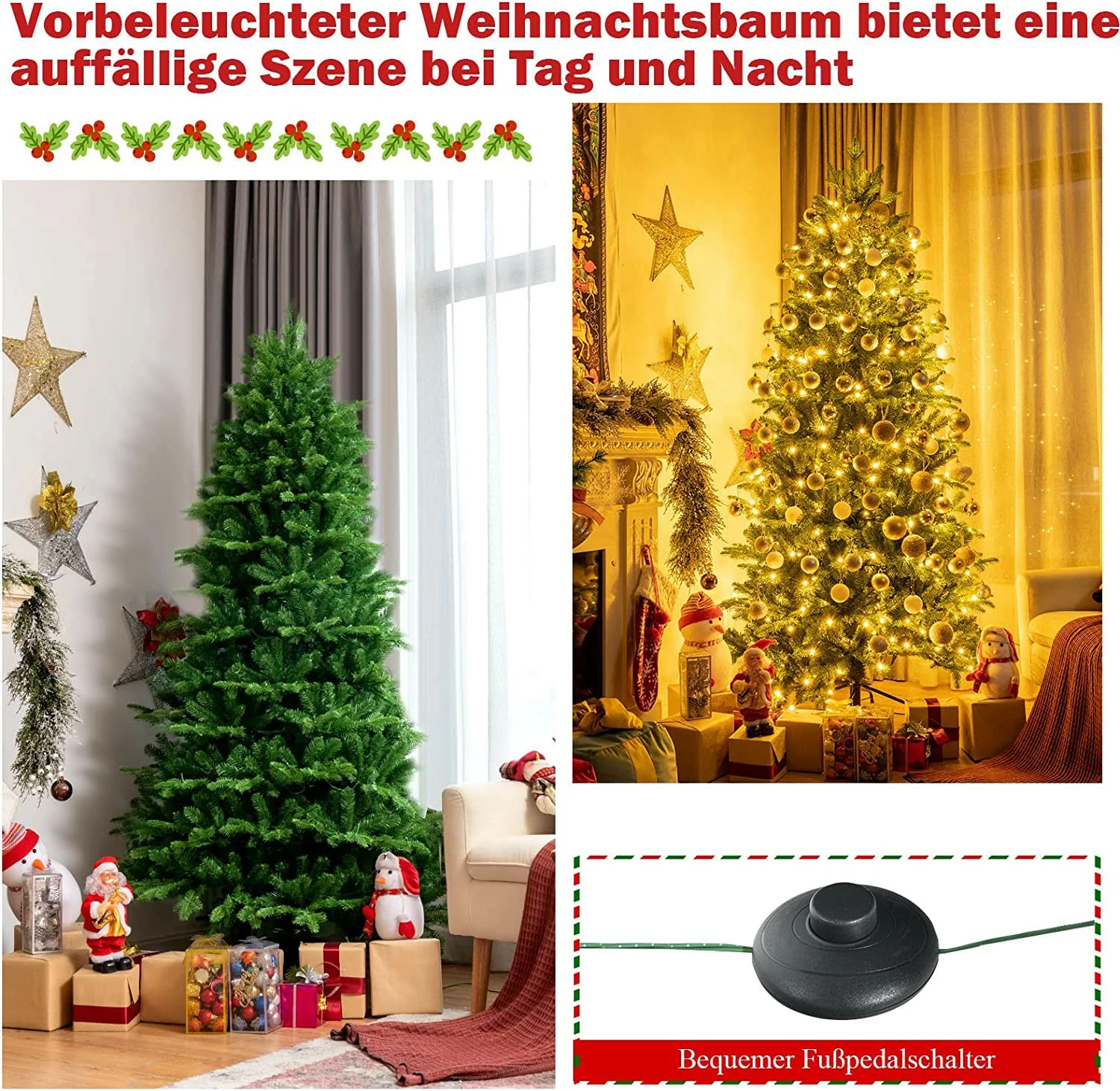 Costway 180cm LED Künstlicher Weihnachtsbaum – Bild 5