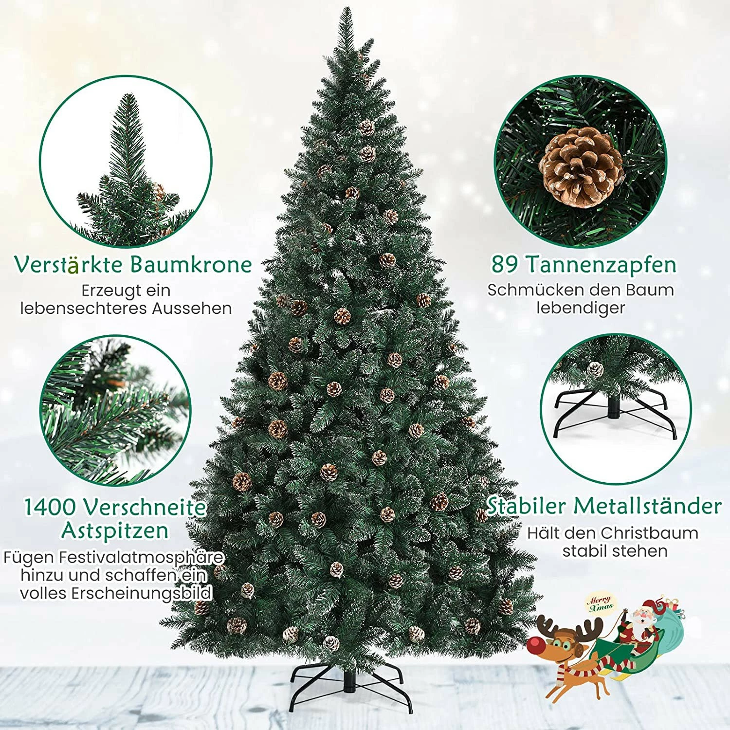 Costway 225cm künstlicher Weihnachtsbaum – Bild 5