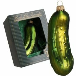 Krebs Glas Lauscha Grün natur 11cm Weihnachtsgurke aus Glas