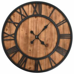 VidaXL Wanduhr Vintage Holz und Metall - vidaXL Wanduhr Vintage mit Quarzwerk Holz und Metall 60 cm XXL