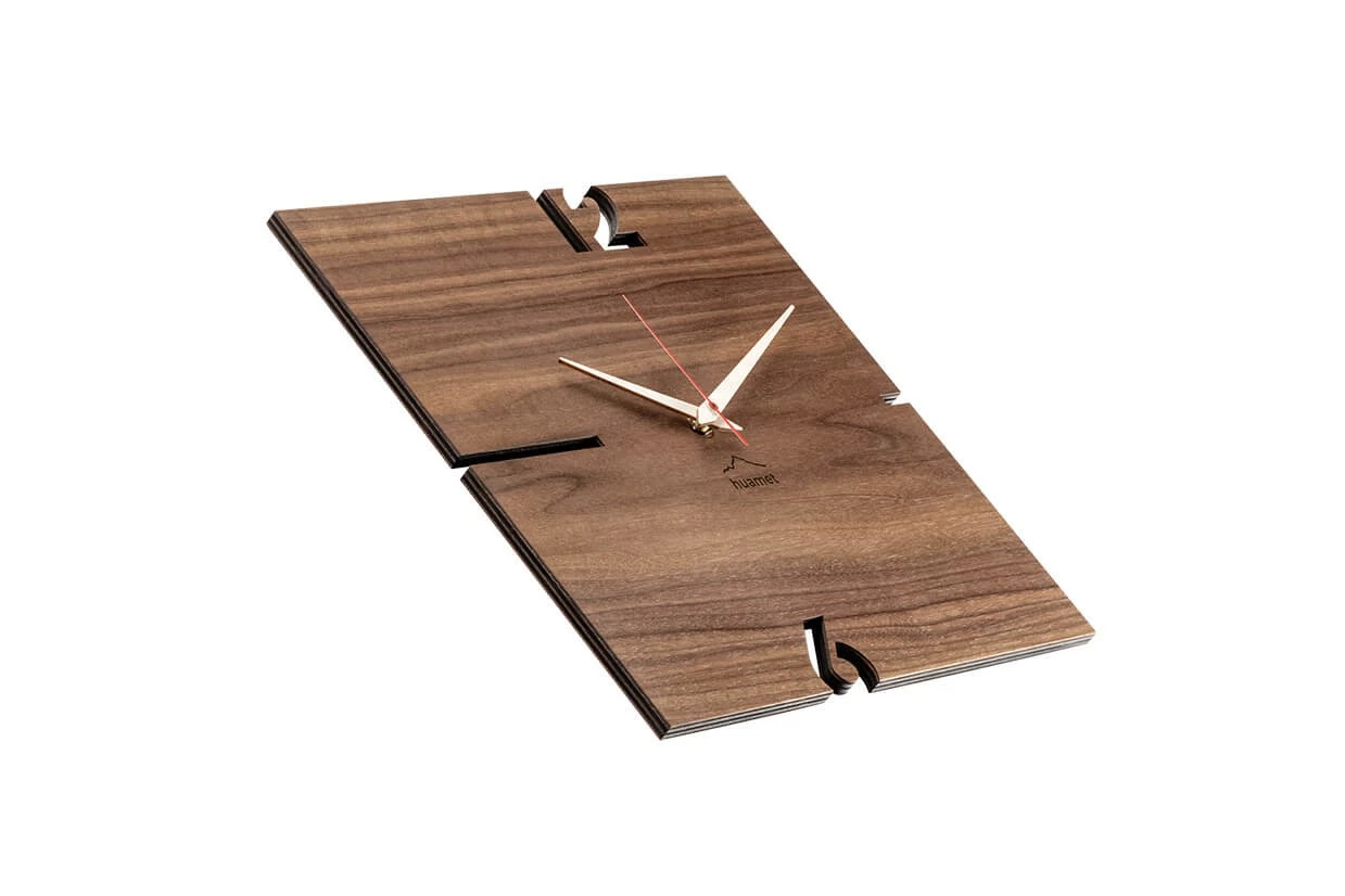 KUNSTLOFT Design Wanduhr Puhr Nuss eckig – Bild 3