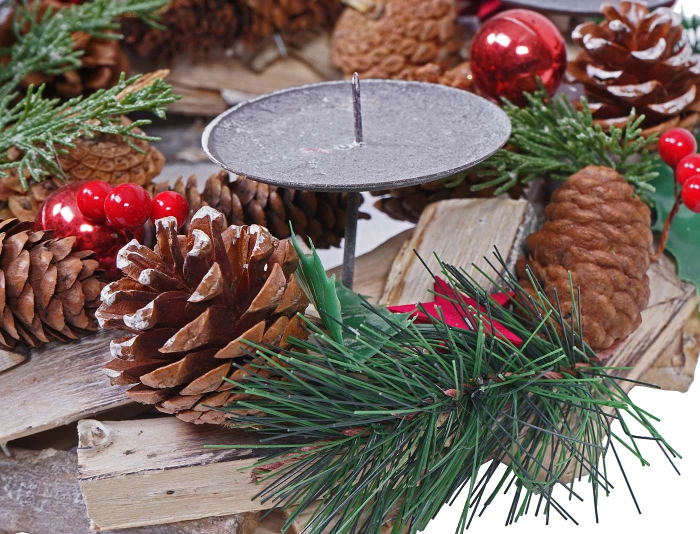 Adventskranz HWC-H49 Holz mit Kerzen rot - Inkl. 4x Kerzen rot – Bild 5