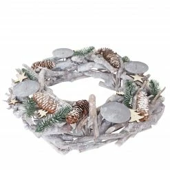 HWC Adventskranz XXL rund Holz ohne Kerzen