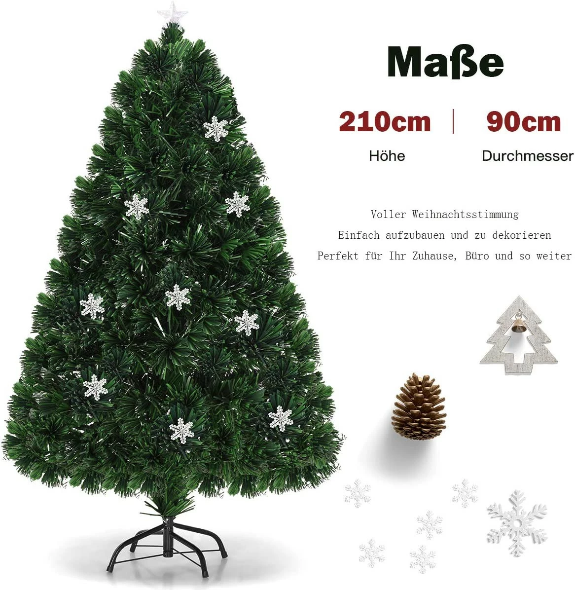 Costway 210cm LED Künstlicher Weihnachtsbaum – Bild 5