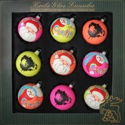 Krebs Glas Lauscha Graffiti-Sortiment 8cm Glaskugeln neon