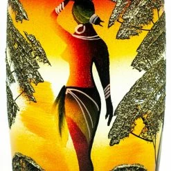 7ART Handbemalte Glasvase - Große Bodenvase aus Glas 40 cm