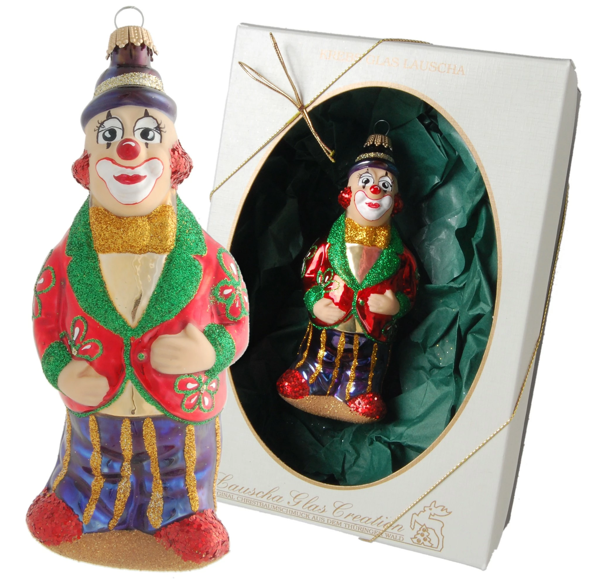 Krebs Glas Lauscha Zirkusclown 14cm aus Glas