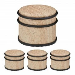 Relaxdays 4 x Türstopper Holzoptik hellbraun