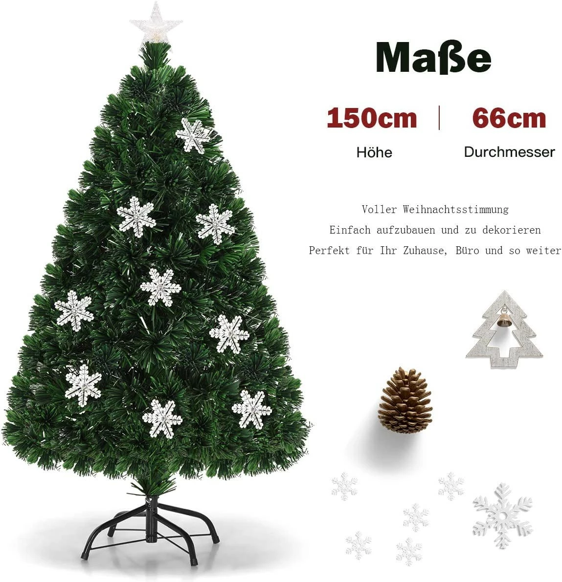 Costway 150cm LED Künstlicher Weihnachtsbaum – Bild 5