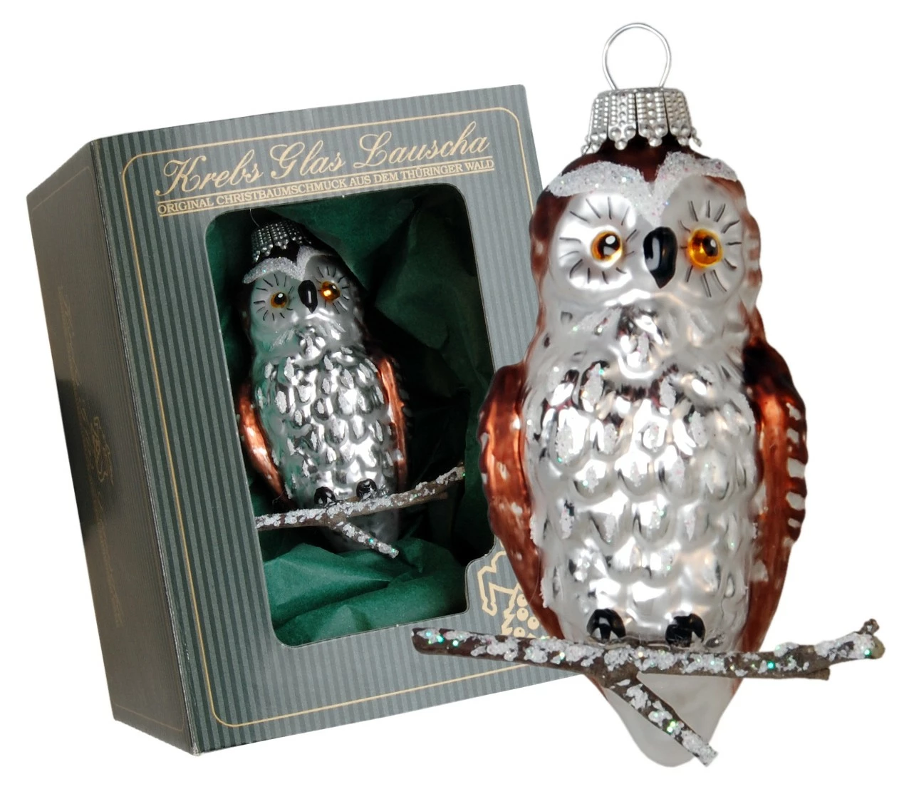 Krebs Glas Lauscha Mick die kleine Eule aus Glas 8cm