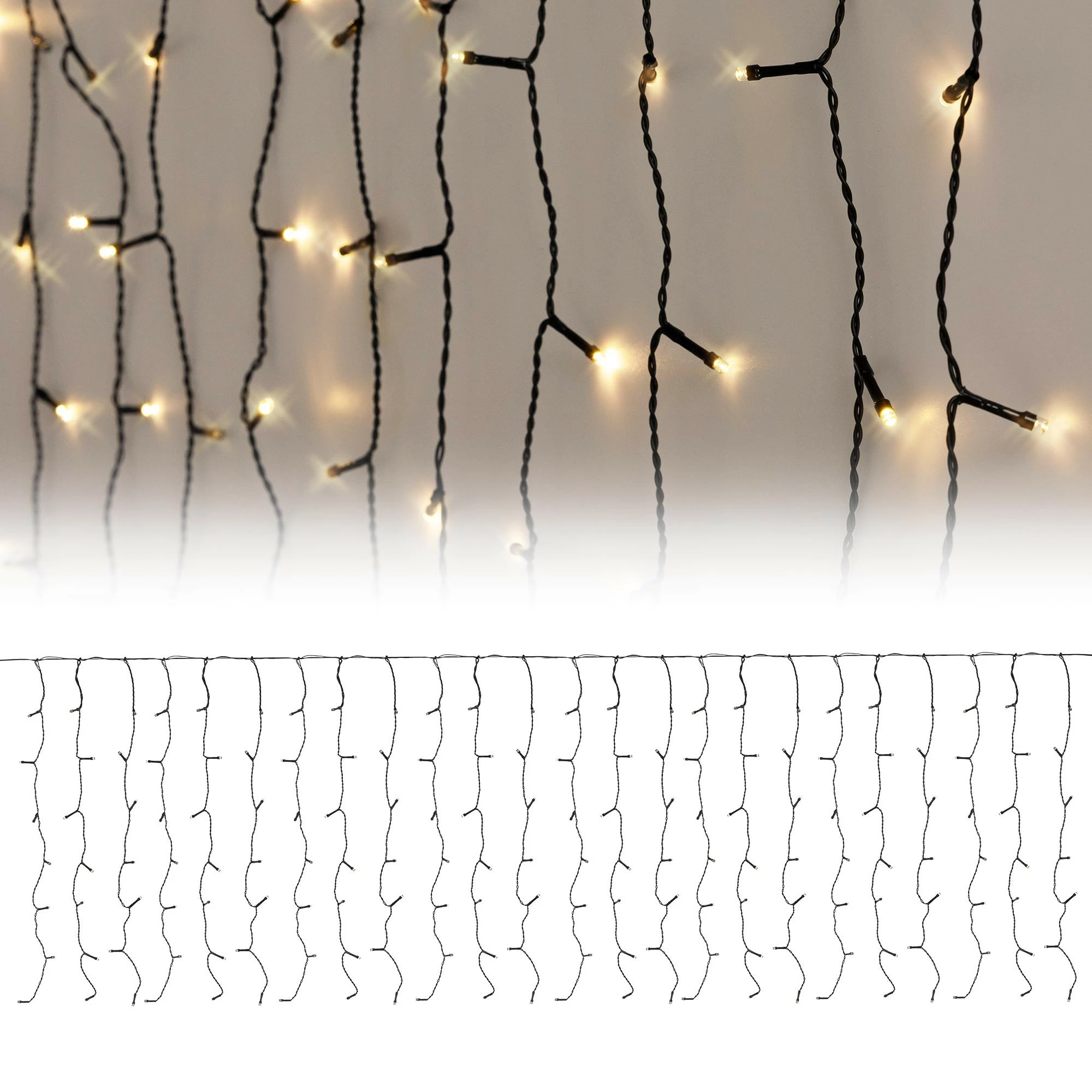 Home&Styling Collection Lichtvorhang LED 2m Schwarz Warmweiß - Schwarz - 14 x 9 x 17 cm – Bild 3