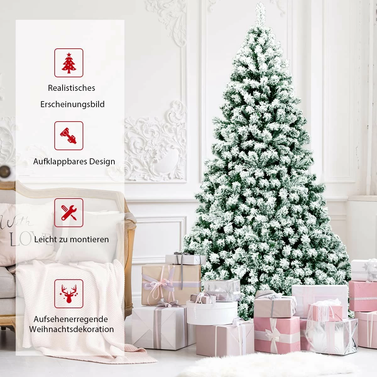 Costway 225cm LED Künstlicher Weihnachtsbaum – Bild 4