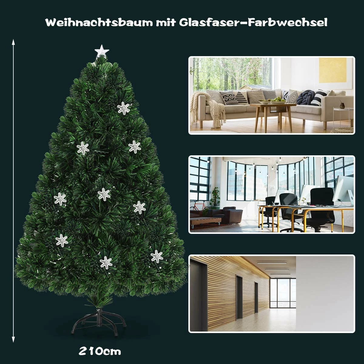 Costway 210cm LED Künstlicher Weihnachtsbaum – Bild 6