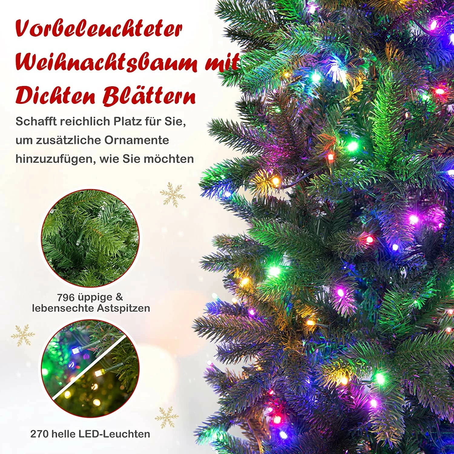 Costway 225cm Künstlicher Weihnachtsbaum – Bild 5
