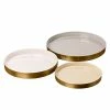 Boltze Deko-Tablett Ayra (3-teilig) - Eisen - Gold / Pastell