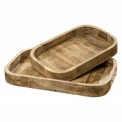 Boltze Deko-Tablett Tikko (2-teilig) - Mango massiv